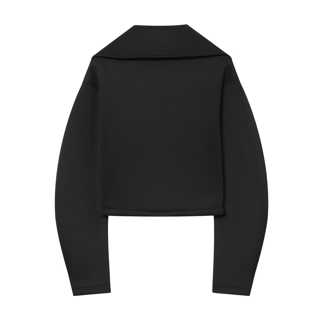 Dam Kort Boxig Jacka med Oversize Funnel Krage och Dold Dragkedja