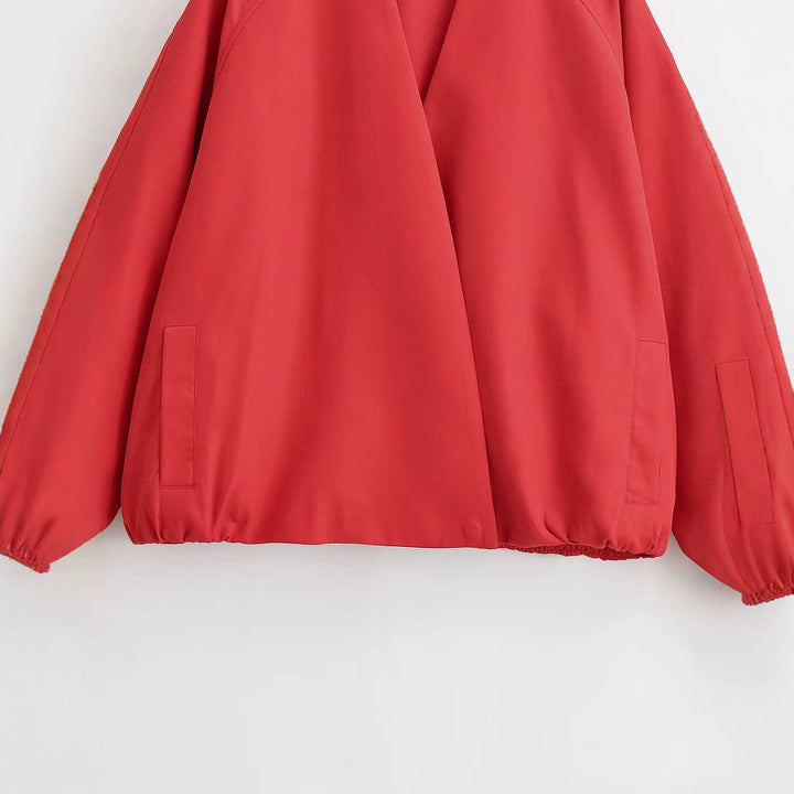 Dam Oversize Kimono Blouson med Open Front, Balloon Ärmar och Elastic Nederkant
