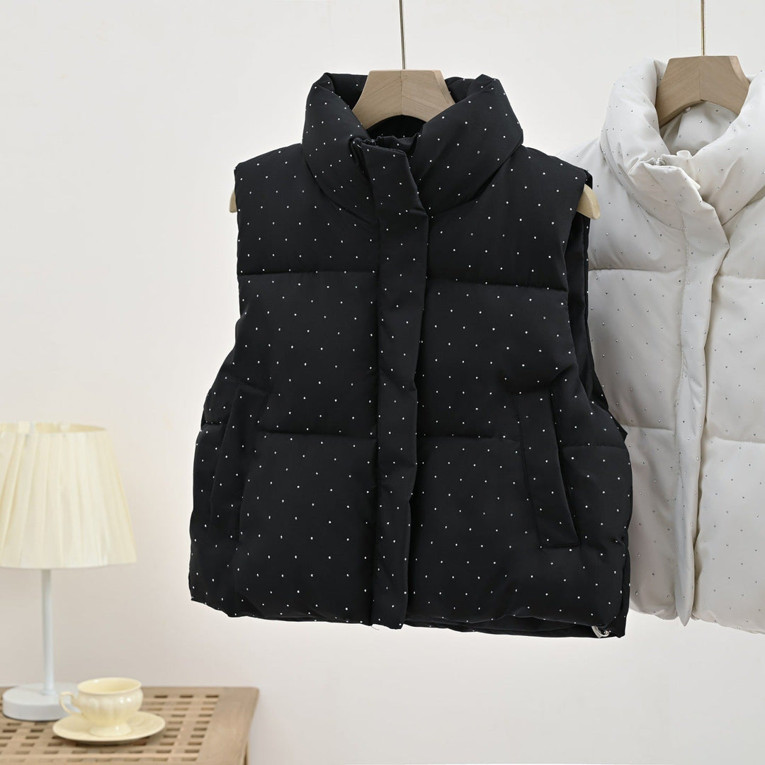 Dam Isolerad Sleeveless Vadderad Gilet med Quiltad Ståkrage