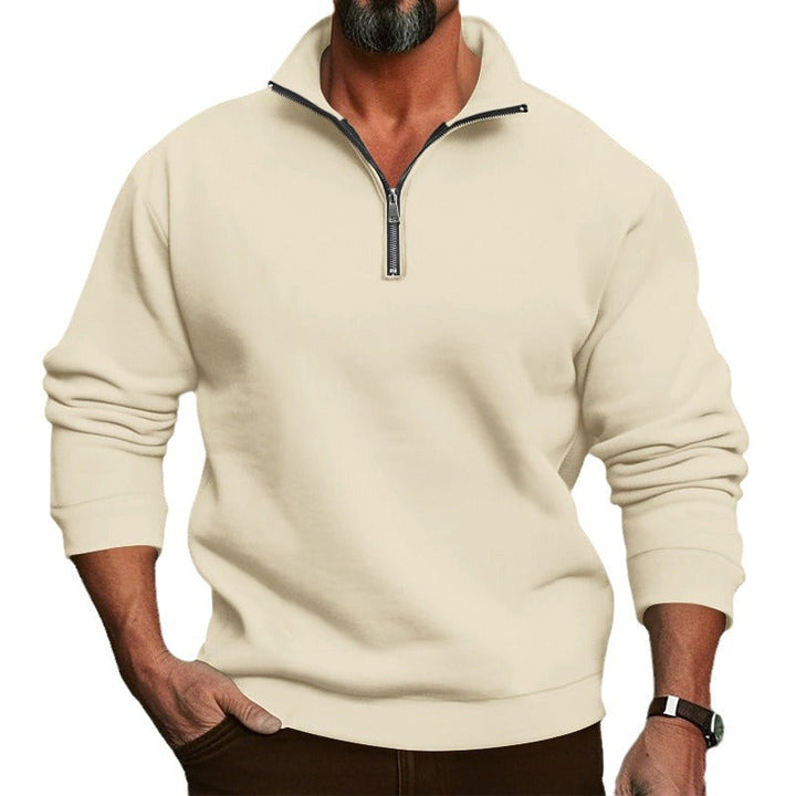 Herr Ledig College-Tröja med Dragkedja Ståkrage och Mjuk Brushed Fleece Inside
