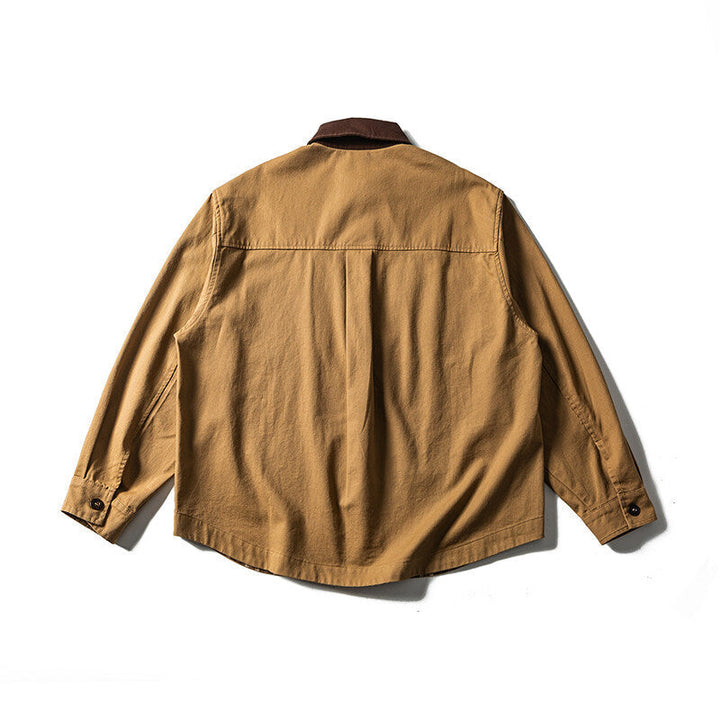 Unisex Oversized Skjorta Jacka med Contrast Krage och Rutig Foder