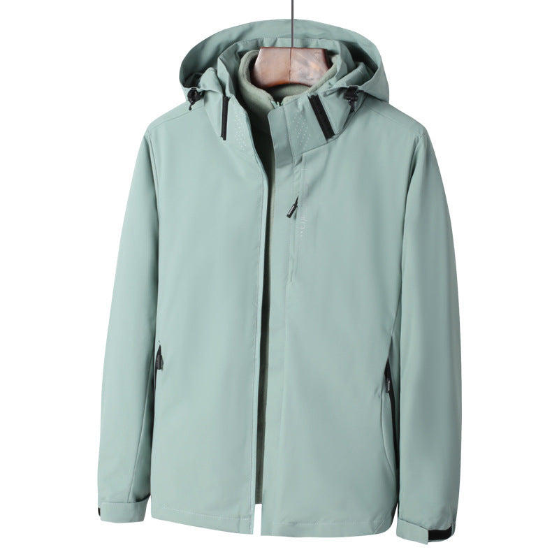 Herr Wind och Water-Resistant Jacka med Huva med Ergonomic Skärning och Concealed Dragkedja
