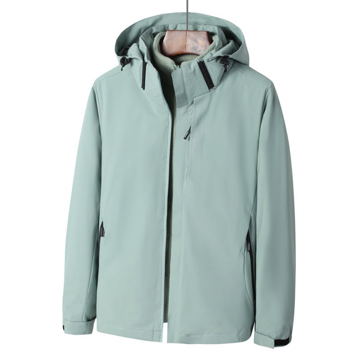 Herr Wind och Water-Resistant Jacka med Huva med Ergonomic Skärning och Concealed Dragkedja