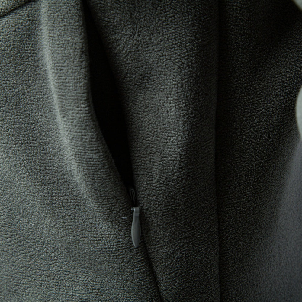 Herr Mysig Microfleece Pullover med Ståkrage och Diagonal Decorative Stitches