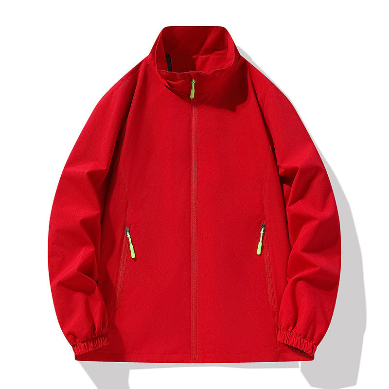 Herr Minimalistisk softshell utomhusjacka med ståkrage, Vind och Vatten Resistent Membran och Fluorescent Dragkedja Pulls