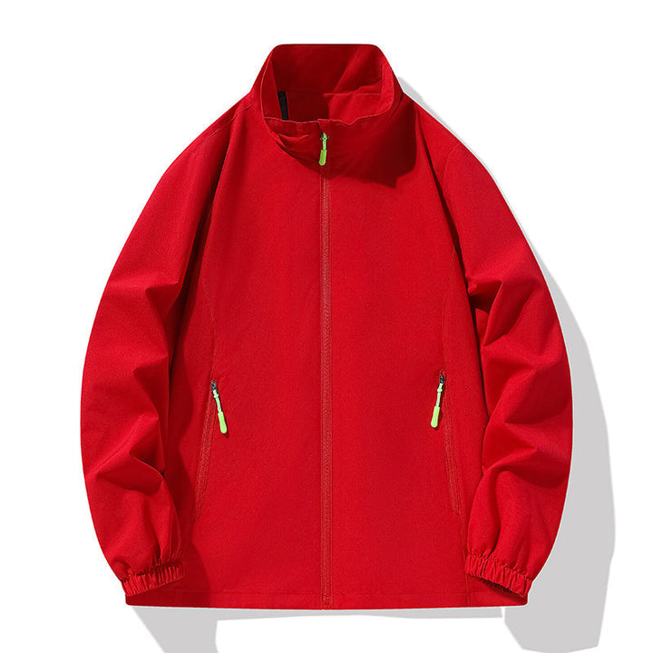 Herr Minimalistisk softshell utomhusjacka med ståkrage, Vind och Vatten Resistent Membran och Fluorescent Dragkedja Pulls