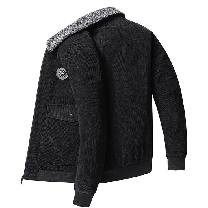 Herr Manchester Fältjacka i Aviator Stil med Sherpa Krage och Utility Utanpåfickor