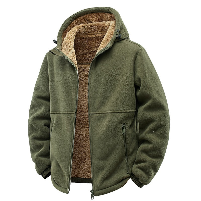 Herr Vadderad Teddy Fleece Luvtröja med Tvåvägsdragkedja &amp; Fickor med Dragkedja