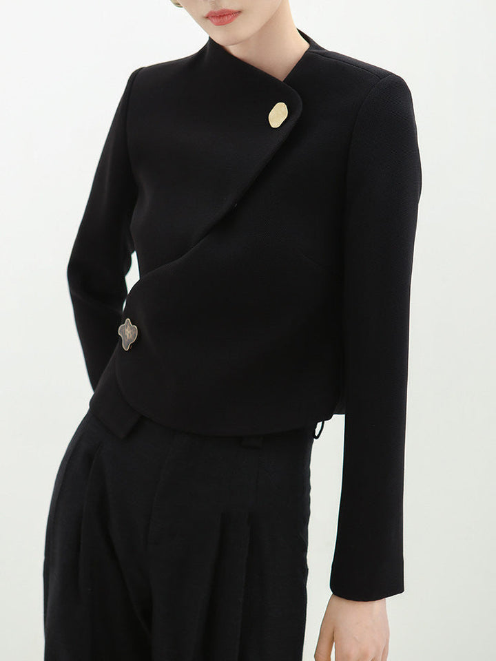 Dam elegant kort blazer jacka med asymmetric skärning