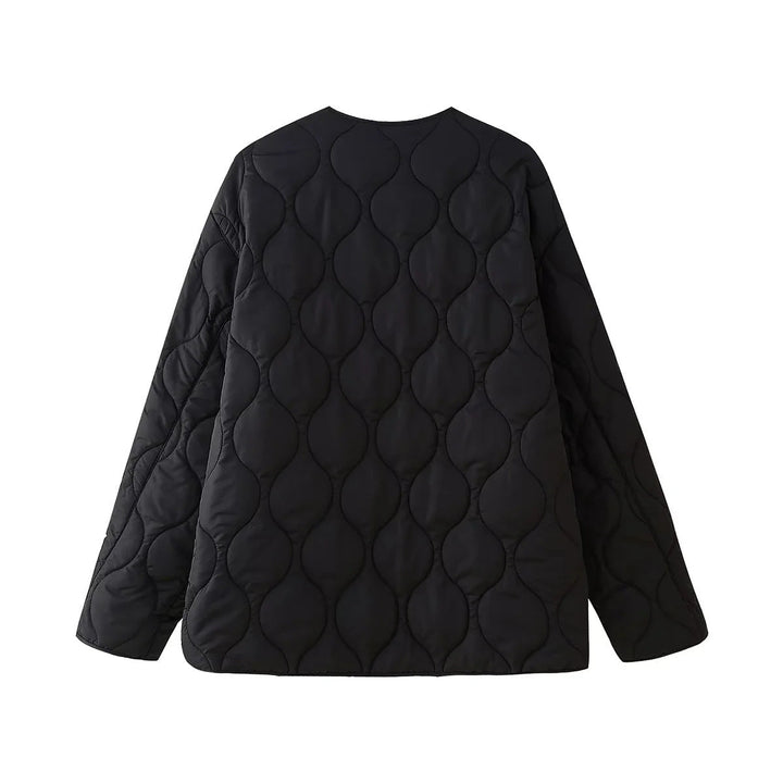 Dam Geometrisk Quiltad Oversized Liner Jacka utan Krage