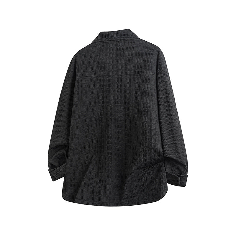 Dam Lightly Structured Oversize Skjortjacka med Lapel Krage &amp; Press Knapp Front