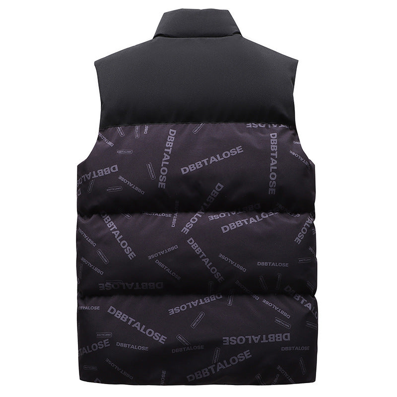 Herr Urban Quiltad Puffer Väst med Hög Krage, Kontrast Axel Section och Heltäckande Logo Tryck