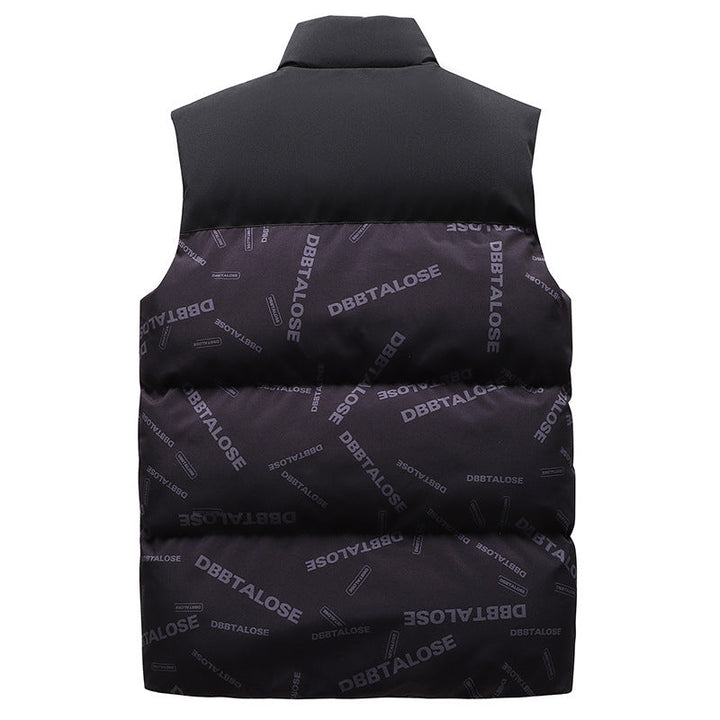 Herr Urban Quiltad Puffer Väst med Hög Krage, Kontrast Axel Section och Heltäckande Logo Tryck