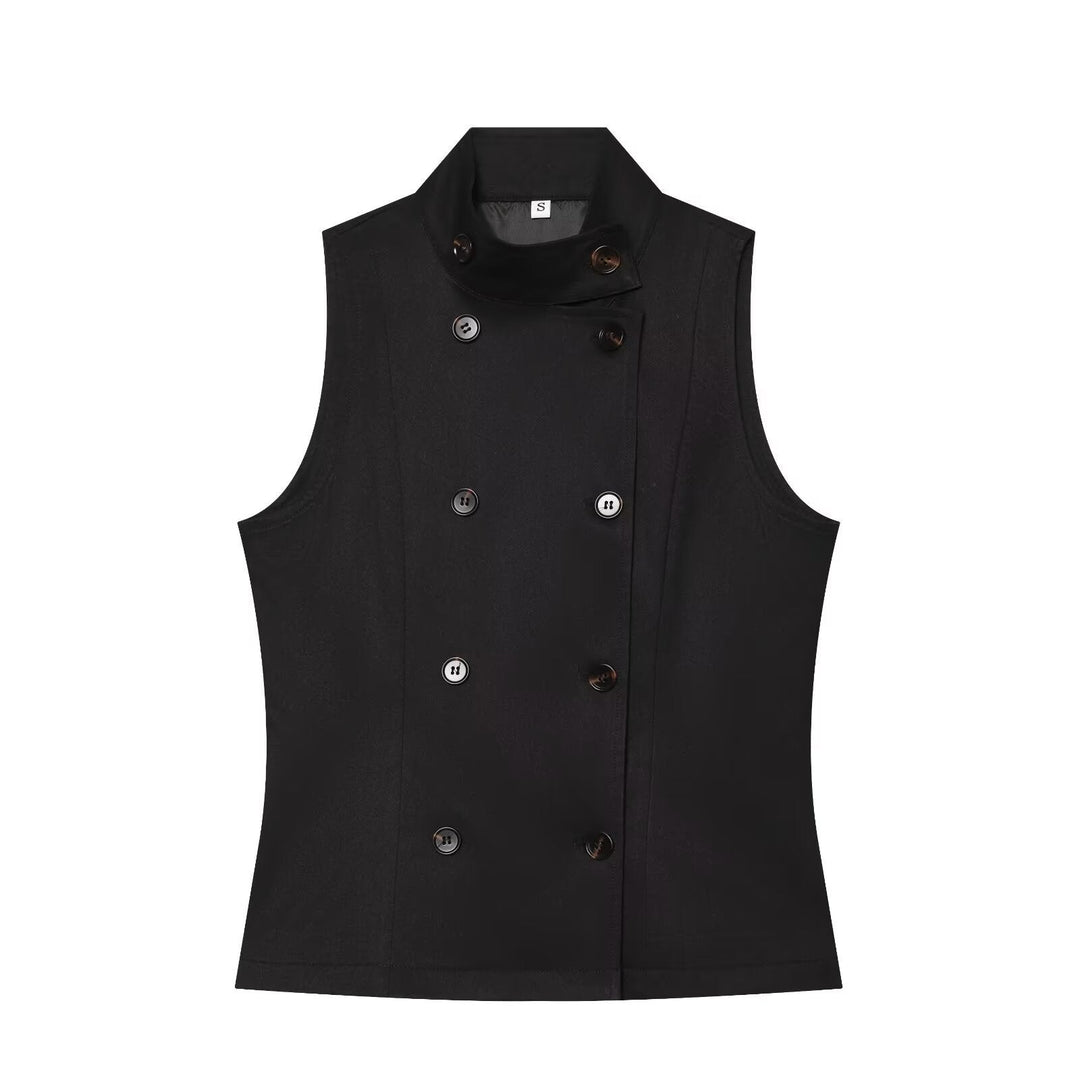 Dam Sleeveless Double-Breasted Trench-Inspired Väst