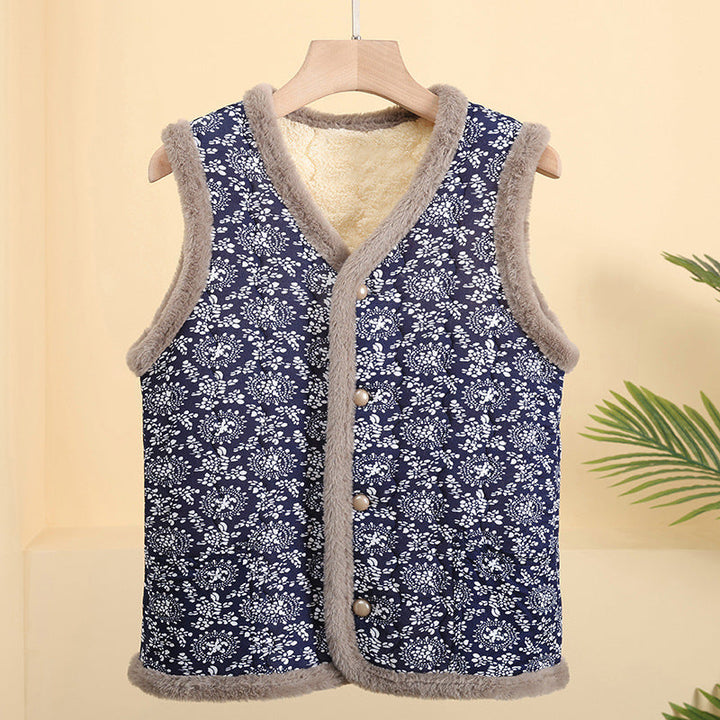 Dam quiltad thermal väst med teddy foder och knäppning