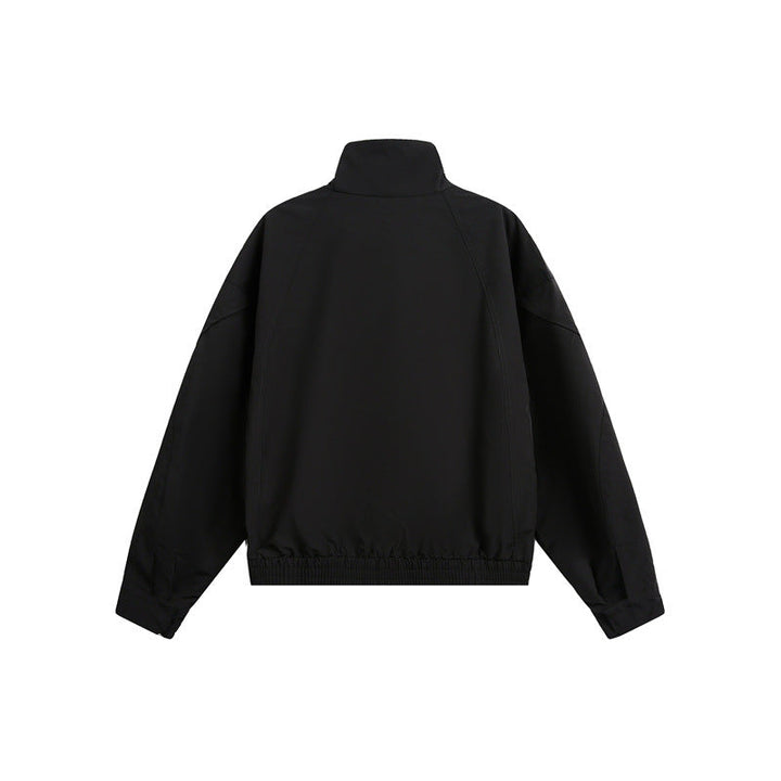 Unisex Kort Jacka i Minimalistisk Tech Fabric med Funnel Krage och Dold Knäppslå