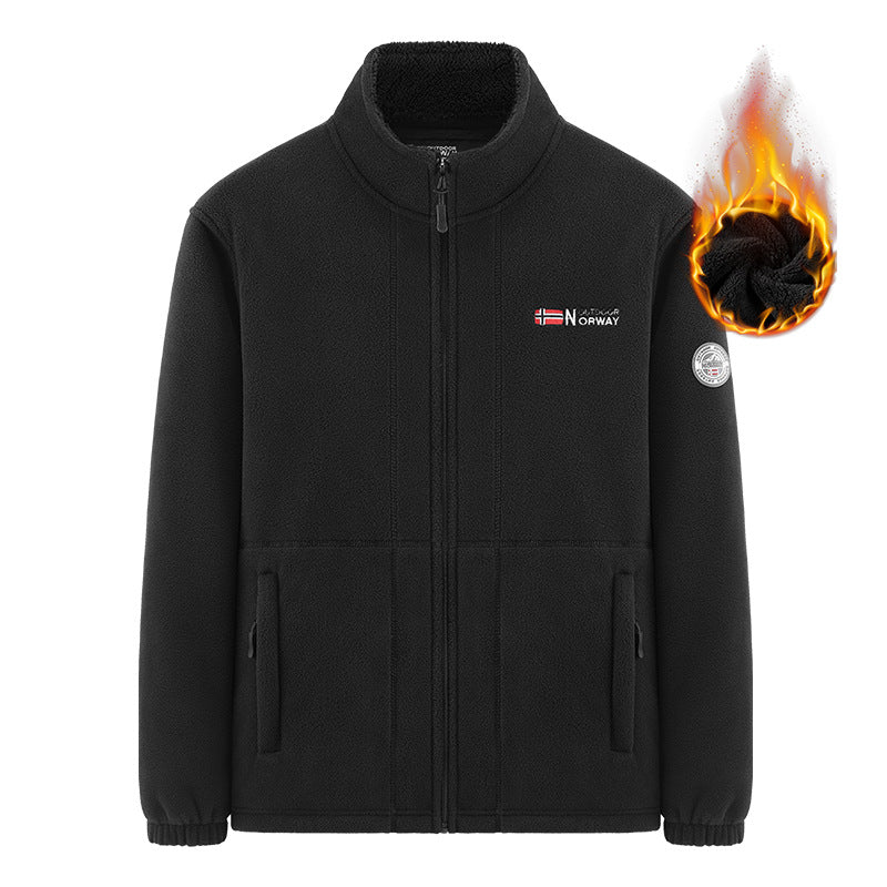 Herr Insulating Zip Fleece Jacka med Hög Krage och Mjuk Teddyfoder