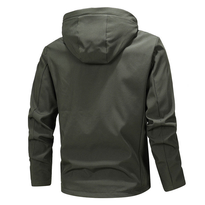 Herr Urban Minimalistisk Softshell Jacka med Huva med Concealed Dragkedja Fram