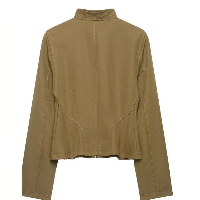 Dam Tailored Kort Jacka med Peplum och Stå Krage