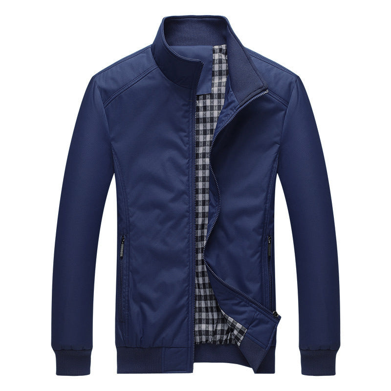Herr Lätt Zip Jacka Tillverkad från Funktionell Mix med Stående Krage och Rutig Foder