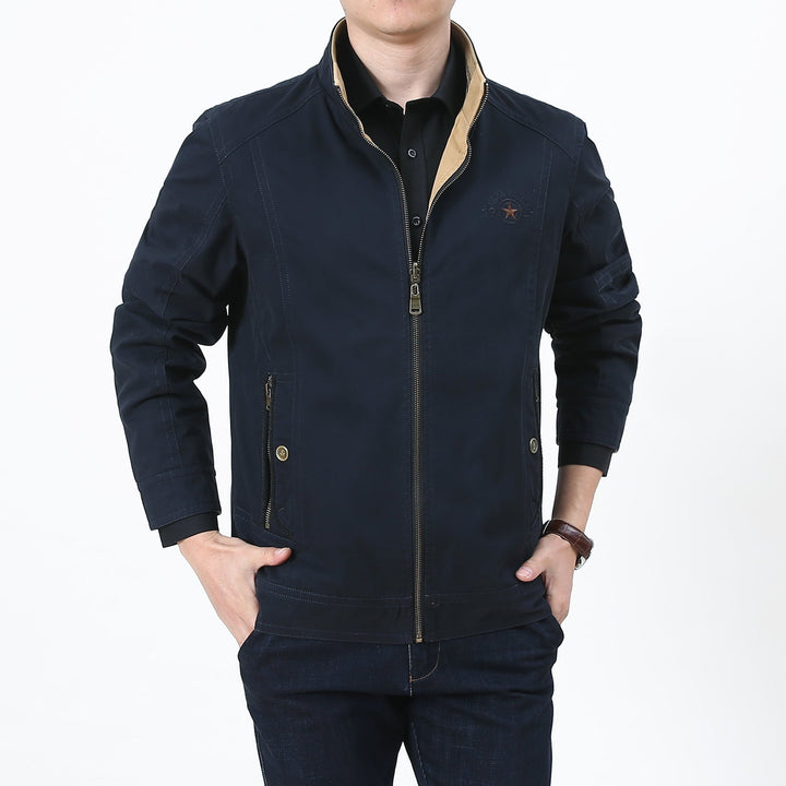 Herr Lätt Övergångs Jacka med Quiltad Axel Yoke och Dragkedja