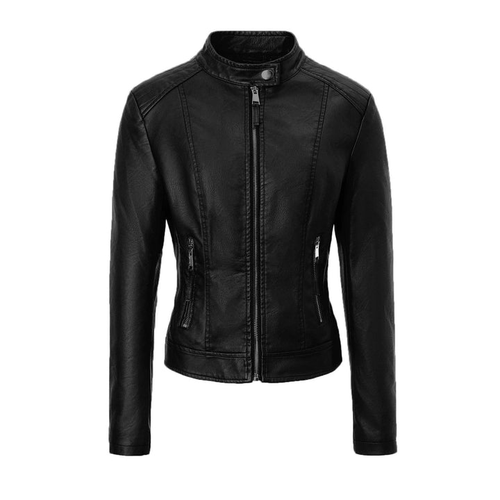 Dam Slim-passform Biker läder jacka med Stand krage