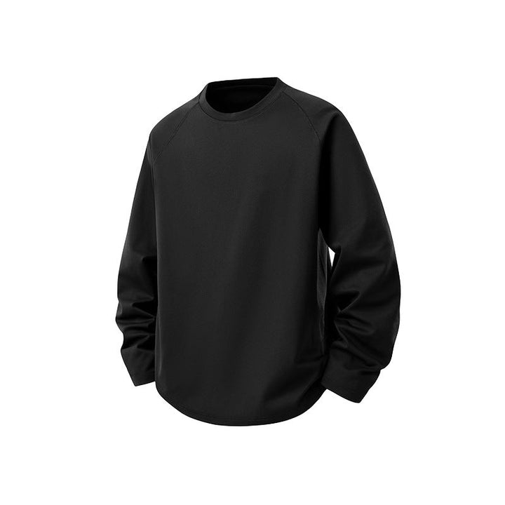 Herr Oversized Lång Ärm College-Tröja med Raglanärmar och Rounded Fåll