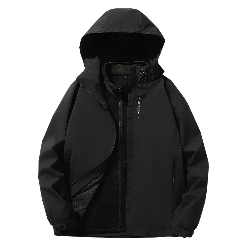 Herr three-lager vattentät utomhus softshelljacka med avtagbar fleece inner jacka