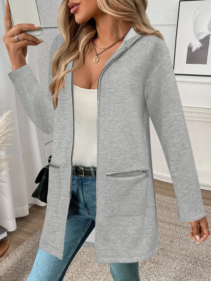 Dam Longline Oversize jacka med hel dragkedja och dragkedja fickor