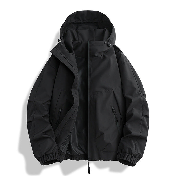 Herr Vattentät med Huva Utility Parka med Welded Sömmar, Adjustable Huva, och Concealed Dragkedja Fickor