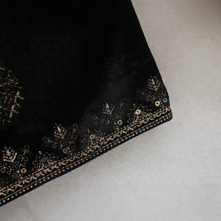Dam Kort Embroidered Velvet Jacka med Bead och Sequin Decoration