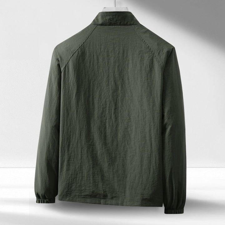 Herr Lätt Vindskyddande Zip-Up Blouson Jacka med Stående Krage och Elastisk Muddar