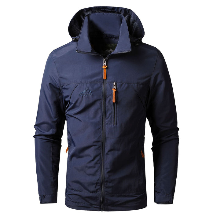 Herr Lätt Outdoor med Huva Parka med Andningsbar Mesh Foder och Bröst Dragkedja