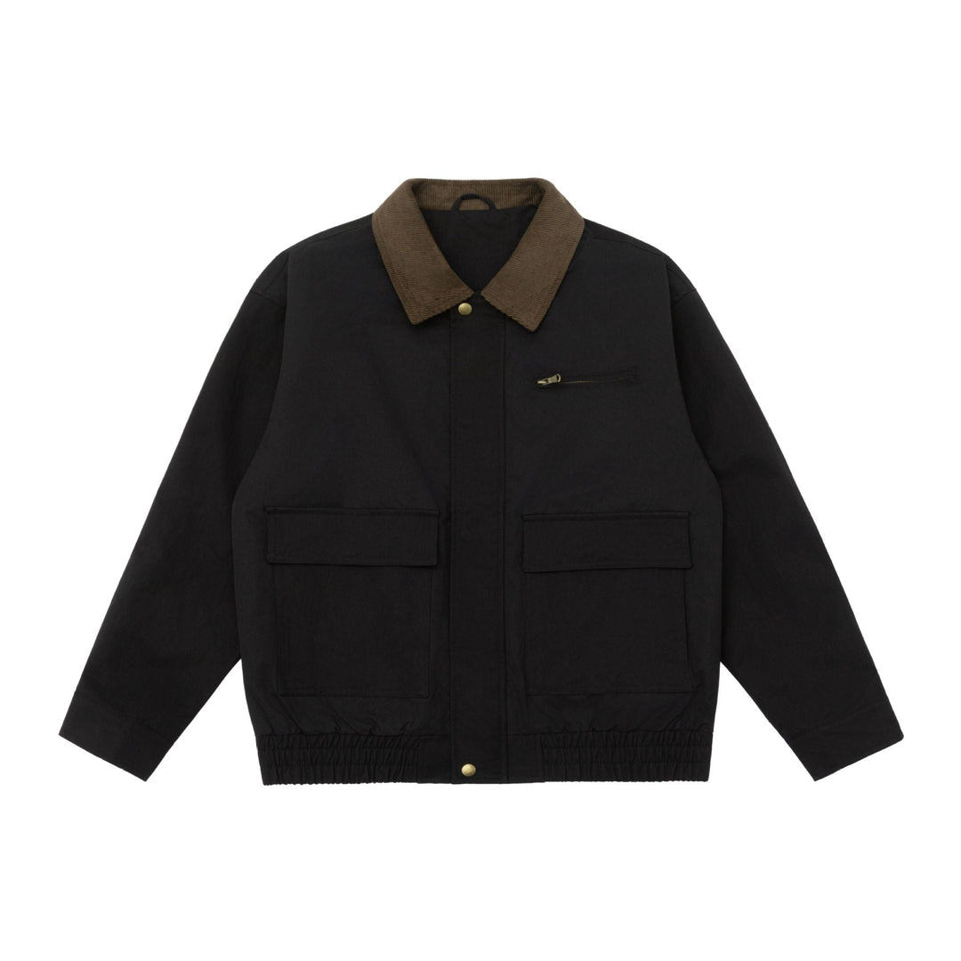 Herr oversize Workwear Jacka med Cord Krage och Large fickor med lock
