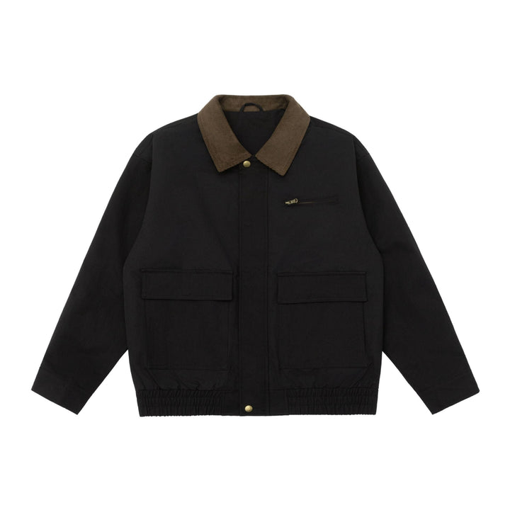 Herr oversize Workwear Jacka med Cord Krage och Large fickor med lock