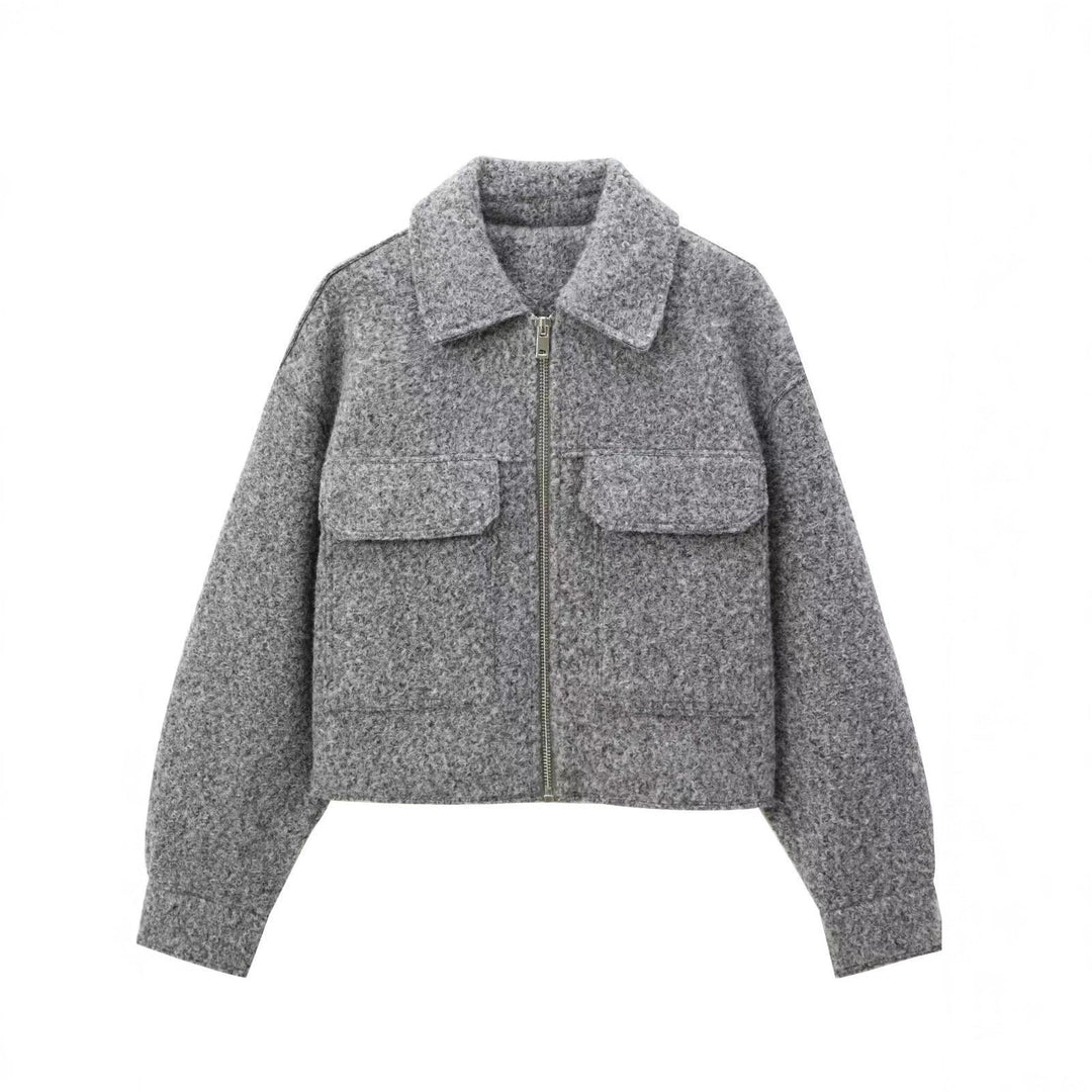 Dam Elegant Oversize Jacka med Detail Fickor