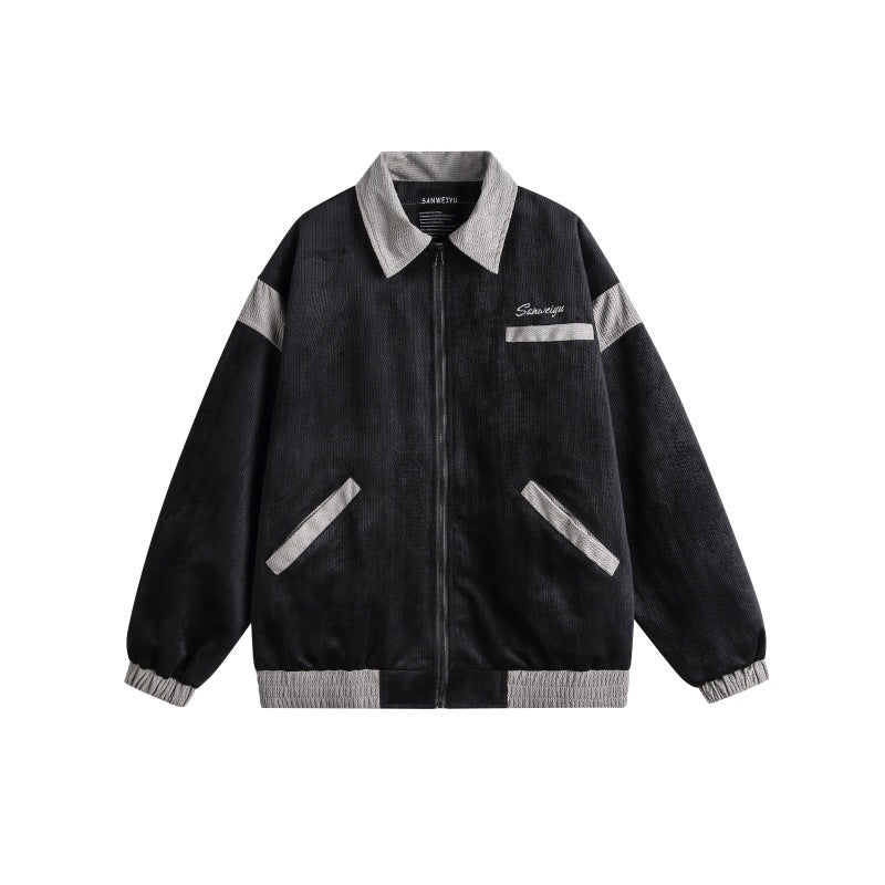 Unisex Harrington Blouson Jacka med Textured Fabric och Contrast Kant