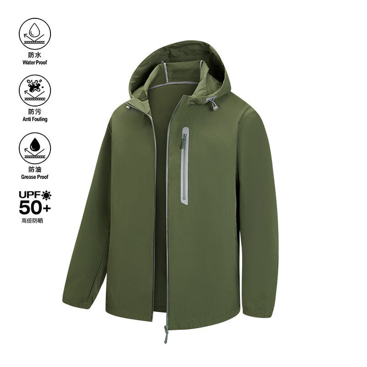 Herr Andningsbar Softshell-Jacka med Huva med Wasserdichter Brusttasche och Elastischem Saum