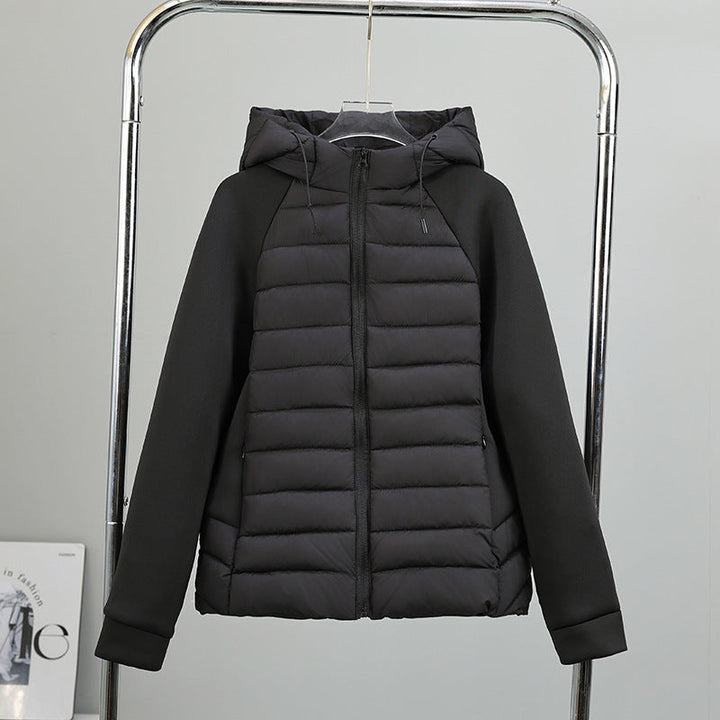 Dam lätt Hybrid vadderad jacka med huva och Softshell ärmar