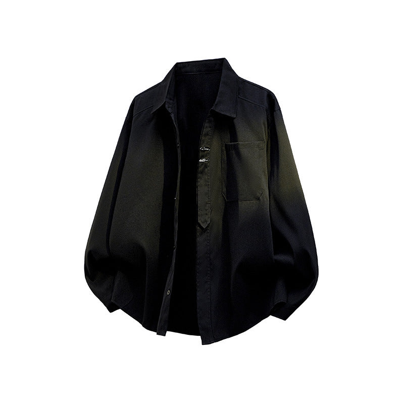 Unisex Oversize Skjortjacka i A Minimalistisk Utility Look med Chest Ficka och Dold Knapp Knäppning