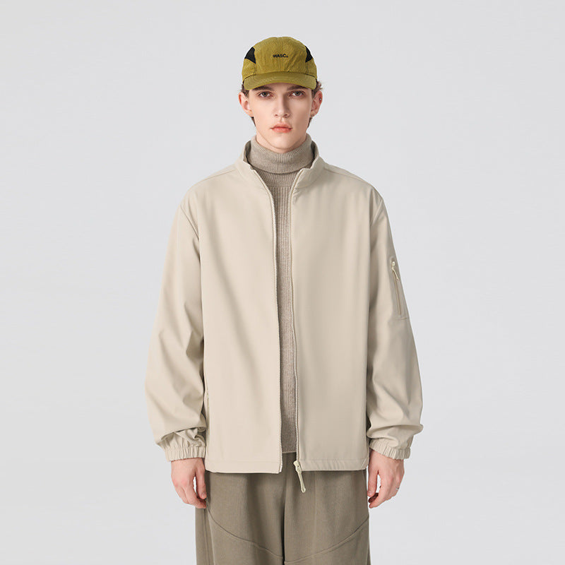 Unisex Lätt Softshelljacka med Stå Krage, Full-Length Dragkedja och Arm Ficka
