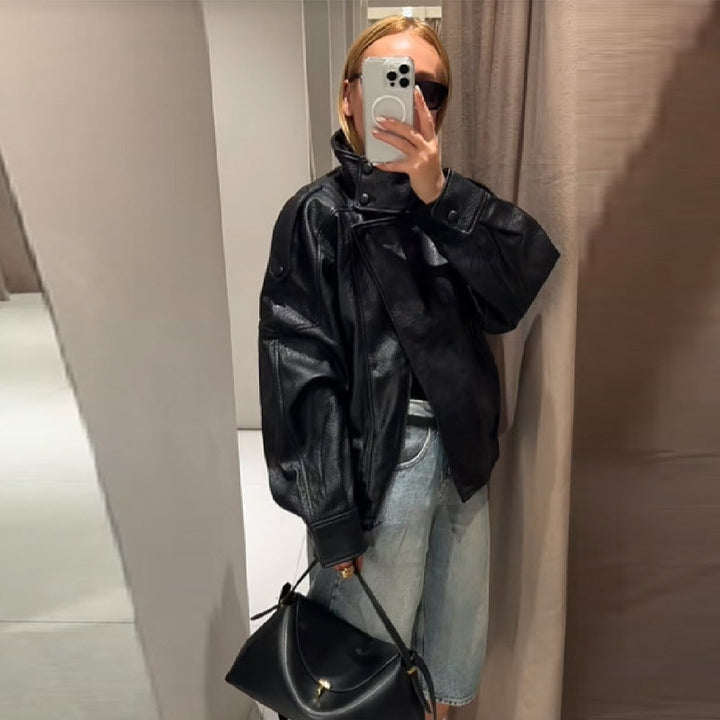 Dam elegant och Voluminous Jacka med ståkrage