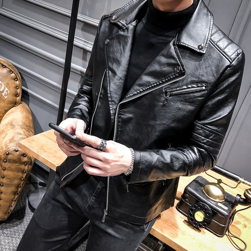 Herr Stilren Läderimitation Biker Jacka