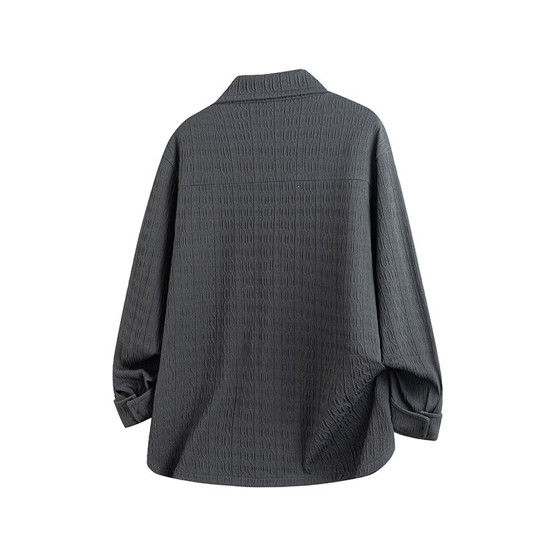 Dam Lightly Structured Oversize Skjortjacka med Lapel Krage &amp; Press Knapp Front