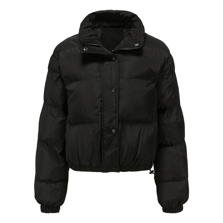 Dam kort quiltad vinterjacka med ståkrage och drawstring