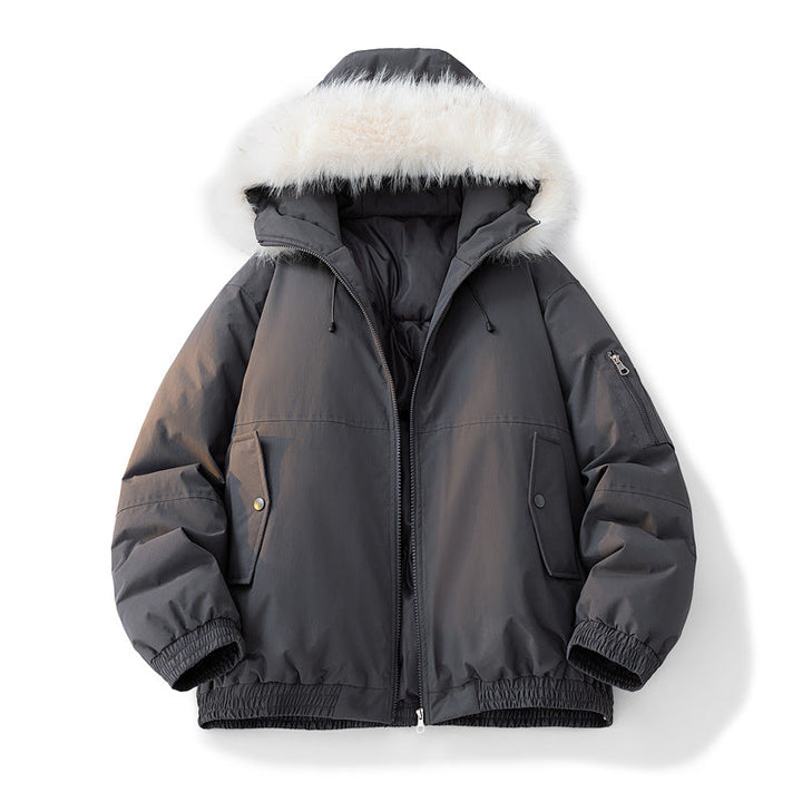 Dam Modern Vinterjacka med Avtagbar Faux Fur Krage
