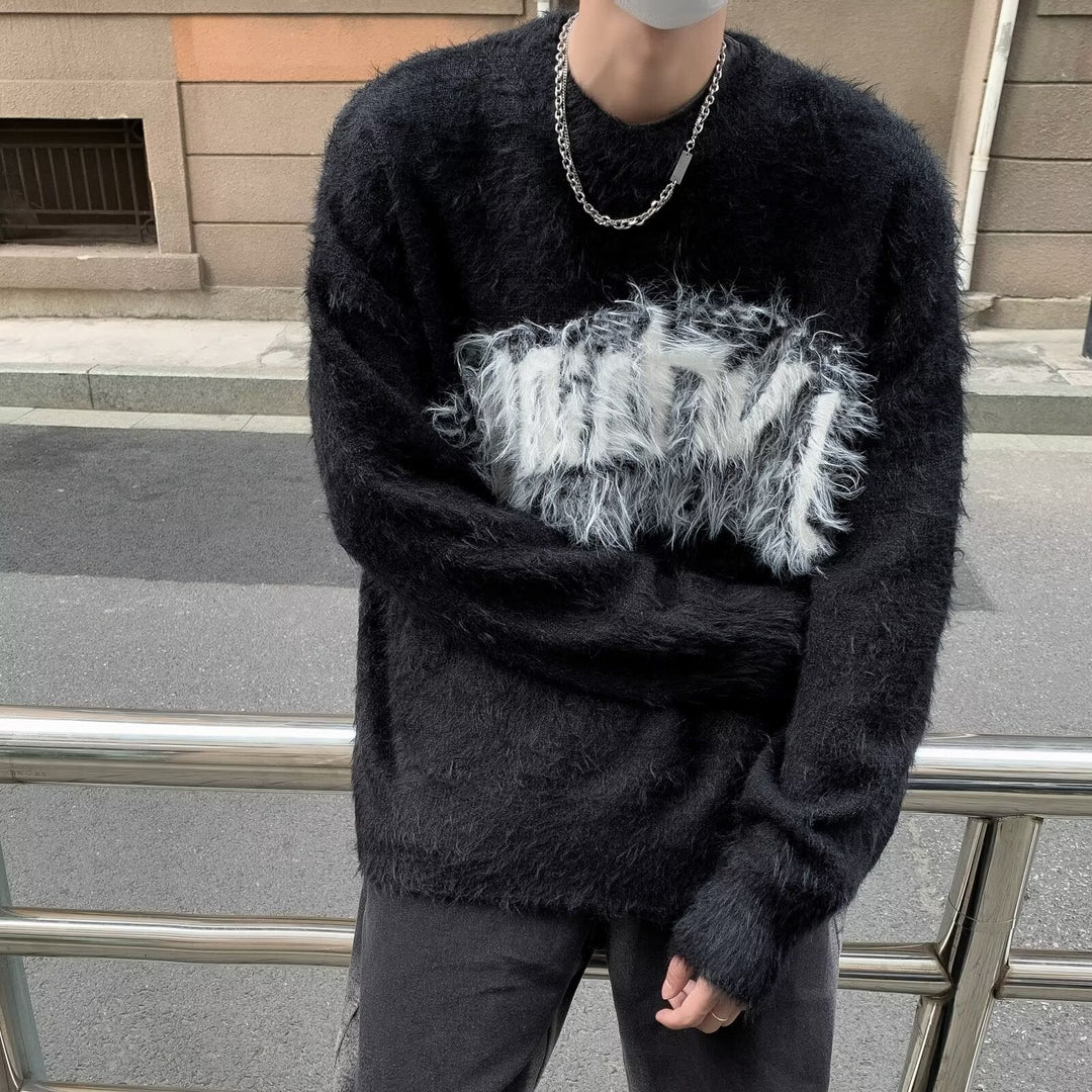 Herr Trendy Oversized Tröja med Eye-Catching Tryck