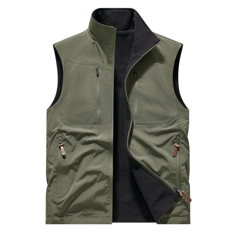 Herr Vindtät Softshell Väst med Fleecefoder &amp; Multifunktionell Fickor