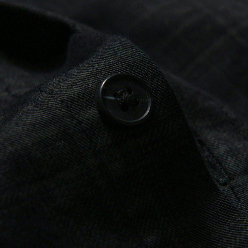 Herr Rutig Skjortjacka-Over Skjorta Tillverkad av Lätt Twill med Bröstficka