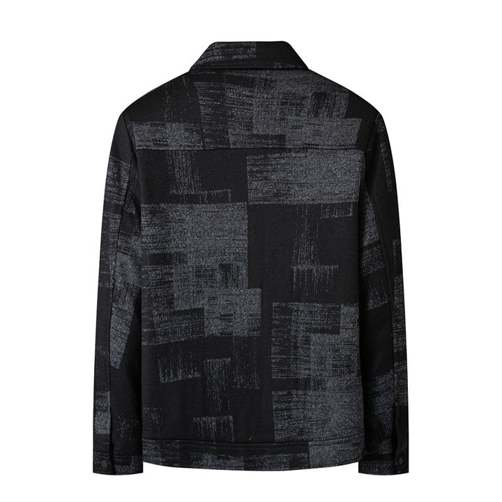 Herröverskjorta Jacka i Skjortjacka Stil med Graphic Patch Mönster och Dragkedja